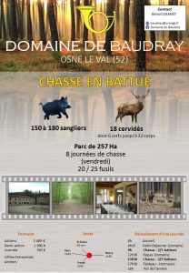 Annonce du domaine de Baudray parue sur le site Planetchasse.com