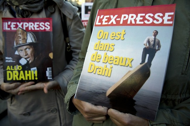 Manifestation de salariés de L’Express contre le plan social, le 2 octobre 2015