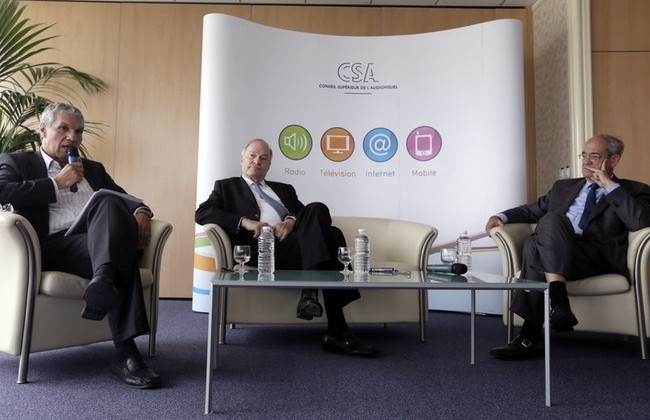 Rachid Arhab, Michel Boyon et Patrice Gélinet, lors d’une conférence de presse, le 10 juillet 2012.