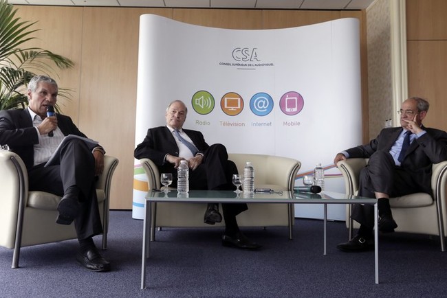 Rachid Arhab, Michel Boyon et Patrice Gélinet, lors d’une conférence de presse, le 10 juillet 2012.